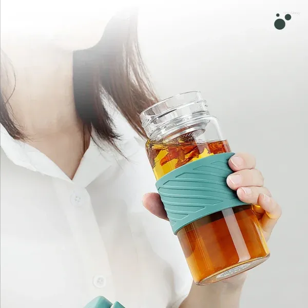 Garrafas de água 300/360ml copo portátil resistente ao calor de vidro para suco frio chá café com tampa de parafuso filtro net drinkware