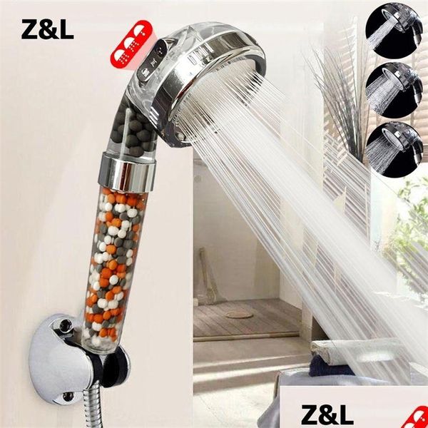 Cabeças de chuveiro de banheiro Z L 3 modos ajustáveis ​​de mão chuveiros de banheiro pressurizados de economia de água ânion filtro mineral de alta pressão DH82E