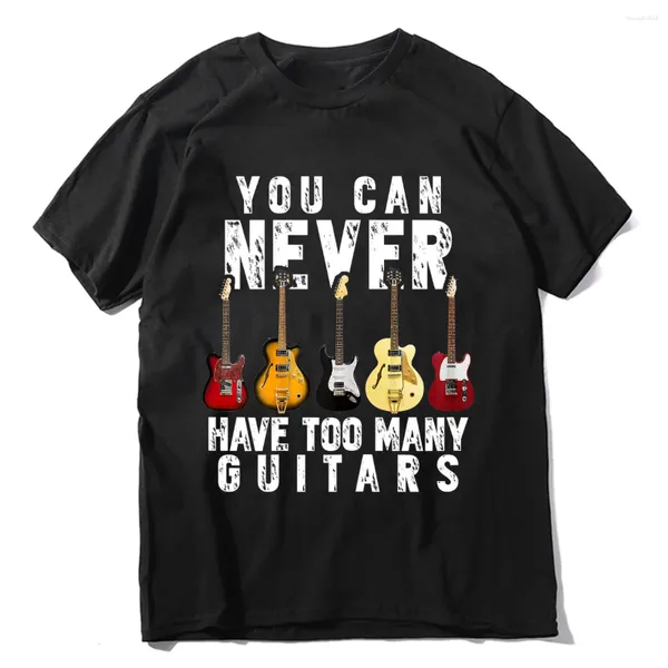 Camiseta masculina unissex de algodão, você nunca pode ter muitas guitarras, música, presente engraçado, camiseta masculina, roupas, streetwear, tops casuais