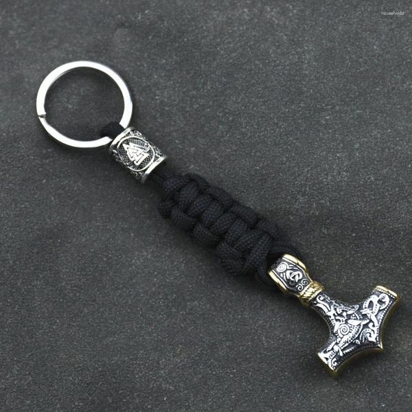 Schlüsselanhänger Wikinger Schlüsselanhänger Edelstahl Anker Anhänger Thors Hammer Schlüsselanhänger Paracord Seil Nordische Piraten Rune Valknut Amulett Schmuck GIF