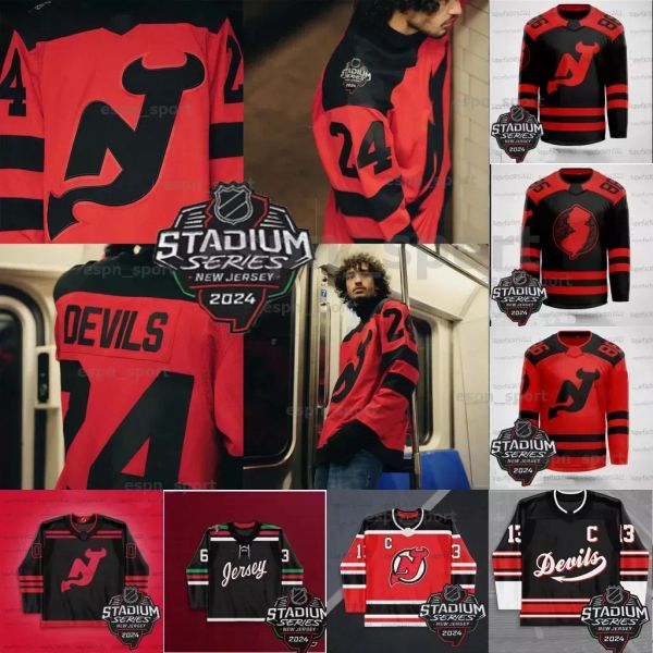 New Jersey Jack Hughes Devil 2024 Stadium -Serie Hockey '' 'Jersey Nico Hischier Dougie Hamilton Luke Dawson Mercer Ondrej Palat Jesper Bratt Toffoli