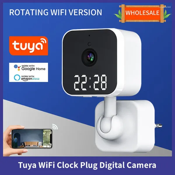 Tuya Telecamera di sorveglianza WiFi Home Clock Plug Digital Graffiti Smart HD Azione di vlogging wireless
