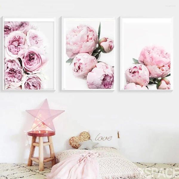 Dipinti Moderni Pittura su tela Decorazioni nordiche Elegante fiore di peonia Poster Immagine di arte della parete Casa Camera da letto Soggiorno Decorazione