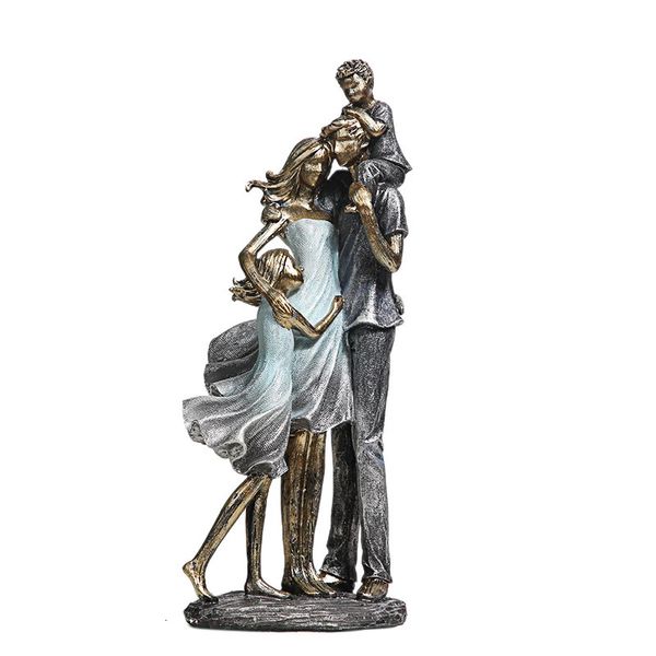 Família de férias escultura artesanal resina pais estátua filha presente aniversário filho ornamento artesanato decoração do quarto aniversário casamento 240123