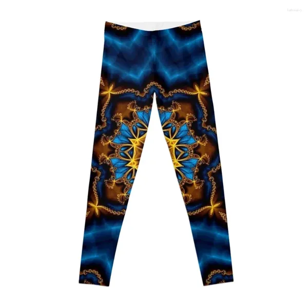 Aktive Hose Gold und Blau Mandala Muster Maske Leggings eng anliegende Frau Gym Kleidung Sport für Push-Up Fitness Damen