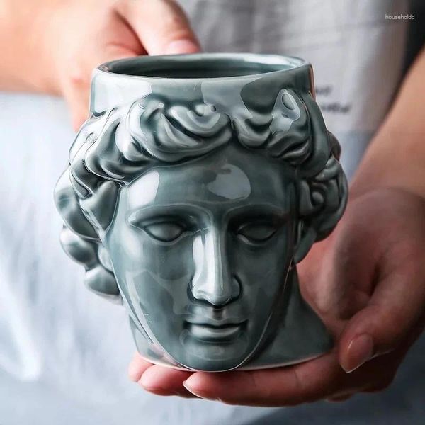 Tassen Große Kapazität Keramik Tasse Spanien Antikes Griechenland Apollo David Kopf Becher Skulptur Kaffee Desktop Ornamente Büro Wasser