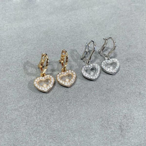 Brincos traseiros joias 925 prata coleção de diamantes felizes platina amor pingente deslizante moda feminina versátil