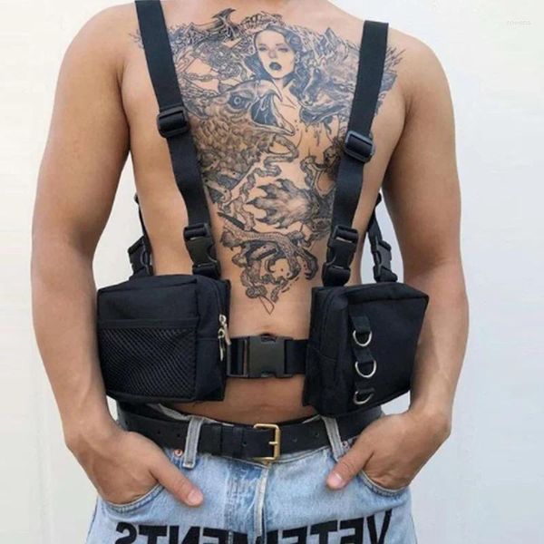 Sacos de cintura unissex moda rig bolsos de peito hip hop função de rua saco tático habilidade de ombro ajustável e pacote