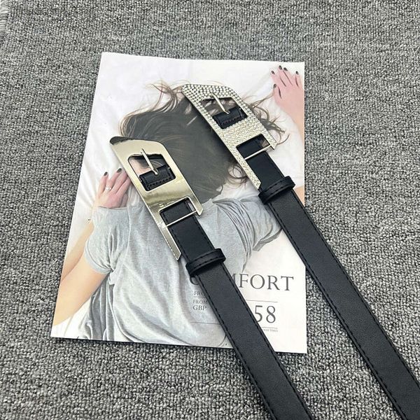 Designer disels cinto internet celebridade instagram versátil met fivela longo d-letra cinto para mulheres elegante preto picante menina cinto