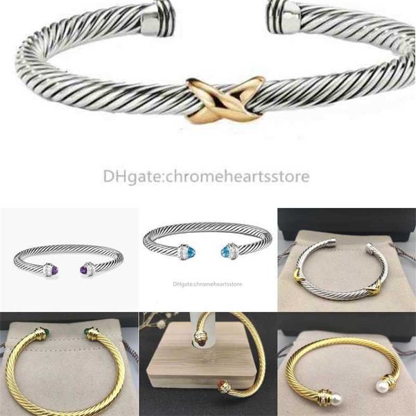 Armband Dy Twisted Designer X Cable Top Trending Gifts Damen Diamant Mode Vielseitige Twist Armbänder Sterling Silber Schmuckset vergoldet