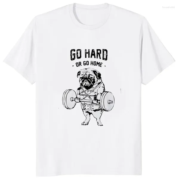 Мужские футболки Go Hard или Home Pug Life Мужские модные повседневные свободные футболки для тяжелой атлетики, фитнеса и тренажерного зала, уличная одежда, хипстерские футболки