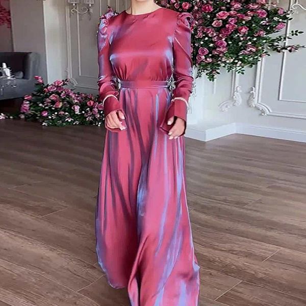 Casual Kleider Frühling Elegante Oansatz Funkelnden Glasierten Satin Kleid Frauen Sexy Spitze-up Gürtel Lange Party Herbst Hülse Boho maxi