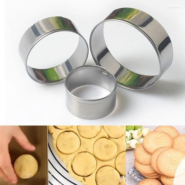 Stampi da forno 3 pezzi/set stampo per biscotti per torta in acciaio inossidabile forma rotonda portatile pasticceria accessori per taglierine per biscotti