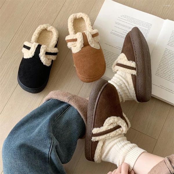 Тапочки ASIFN, женские хлопковые модные плюшевые туфли в стиле ретро, осенне-зимняя теплая домашняя удобная мягкая подошва