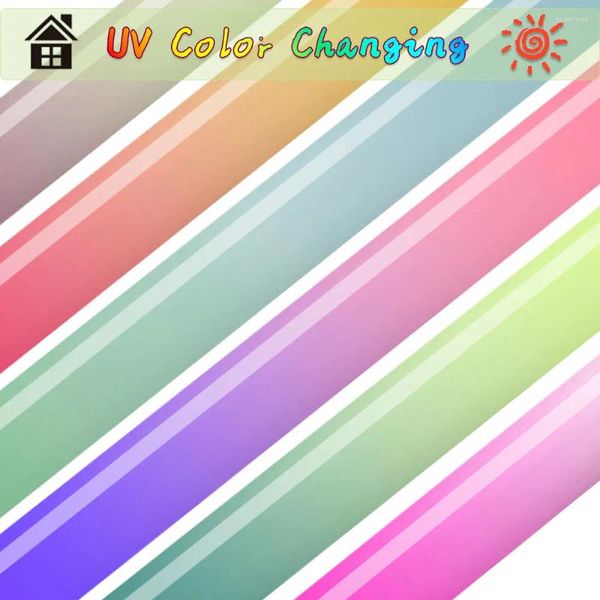 Adesivos de janela UV Mudança de cor PU Transferência de calor Vinil Sunlight-Sensing HTV Ferro no padrão DIY T-shirt Chapéu para Cricut ou Silhouette Cameo
