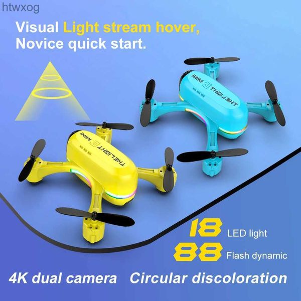 Droni V6 Mini Fotografia aerea Drone 4K HD Doppia fotocamera Telecomando per velivoli Tendone Flusso luminoso Posizionamento Aerei Giocattoli per bambini YQ240201