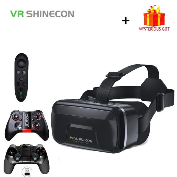 VR Shinecon Viar 3D Óculos de Realidade Virtual Dispositivos Lentes de Capacete Óculos Inteligentes para Smartphone Celular Celular com Controlador 240130