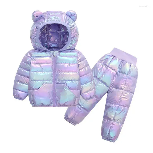 Conjuntos de roupas infantis conjunto de cor sólida bebê com capuz jaqueta de algodão calças inverno outono crianças criança menina meninos outerwear tz282