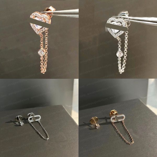 Hochwertige Designer-Ohrstecker, Messikas-Serie, einzelne Diamant-Schiebe-asymmetrische Ohrringe für Frauen, Valentinstag-Schmuckgeschenk