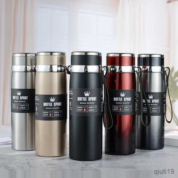 Thermoskannen, 1000 ml, Thermo-Wasserflasche, Thermoskanne, Isolierflasche, doppelter Edelstahl-Kaffee-Tee-Isolierbecher, auslaufsicher, für Büro