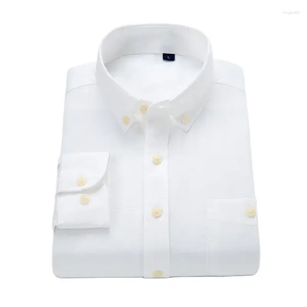 Camisas casuais masculinas pescoço quadrado elástico diamante fivela botão negócios camisa de manga longa para homens usar cor sólida trabalho branco