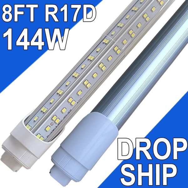 144W 8ft T8 LED Tüp Işığı R17D taban, 18000 lümen, 6500K Serin Beyaz, 120 Volt, R17D, Süpermarketler için Çift Uç Güç Balast Bypass, Hall Workbenck USASTOCK