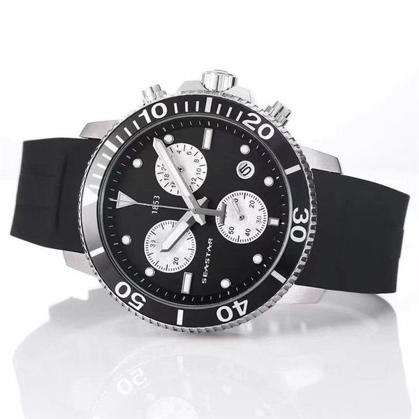 T120417A Wasserdichte Quarzuhr Seastar Herren Sport ETA G10212 Uhrwerk Kautschukband T125617A Herrenmode 0127206W313Z