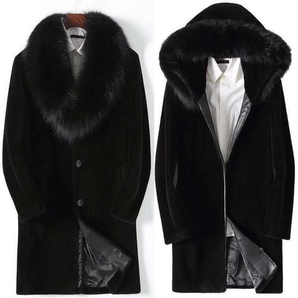 2024 Haining Mink Fur Coat Masculino e Inverno Integrado Pelúcia Engrossado Comprimento Médio Falso IQLP