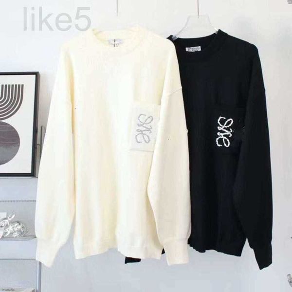 Erkek Hoodies Sweatshirts Tasarımcı Lowewe Yüksek Kaliteli Kış Sweater Erkekler Kadın Cep Jakar Örgü Çift Uzun Kollu Külte Örgü Top Sweaters