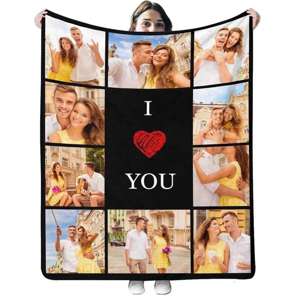 Migliori amiche personalizzate Donne personalizzate con foto Testo Collage di immagini personalizzate Coperta da lancio per famiglia Bambini adulti Coppia Compleanno Natale Memoriale 8853