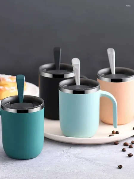 Tazze Piattini Ufficio Tazza in acciaio inossidabile 304 Tazza da caffè creativa Acqua isolata Latte di grande capacità