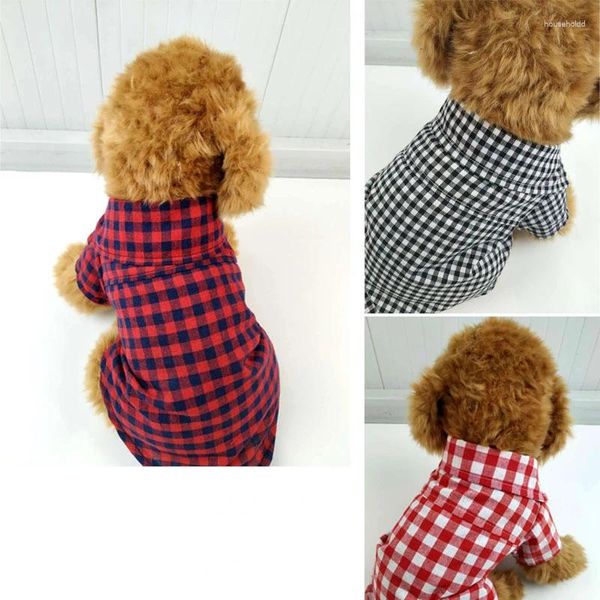 Vestuário para cães roupas para animais de estimação primavera / verão camisa xadrez Teddy filhote de cachorro moda traje para cães pequenos roupas bulldog