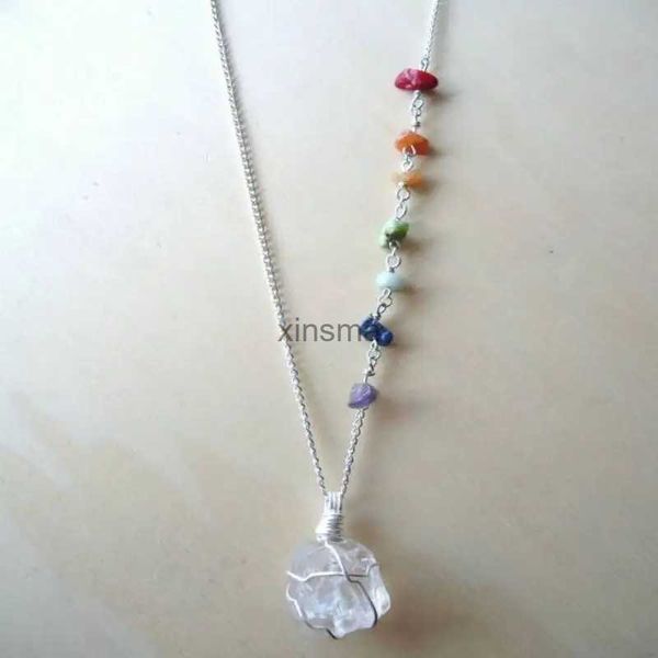 Halsreifen Chakra-Halskette Klare Quarzkristall-Halskette Klare Quarzspitze Klare Quarzstein-Halskette YQ240201