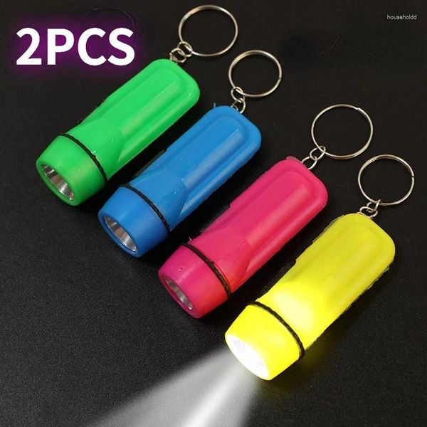 Taschenlampen, 2 Stück, bunt, Mini-LED-Taschenlampe, tragbar, Schlüsselanhänger, Kinderspielzeug, inklusive Knopfbatterie, Kinderjahrsgeschenk