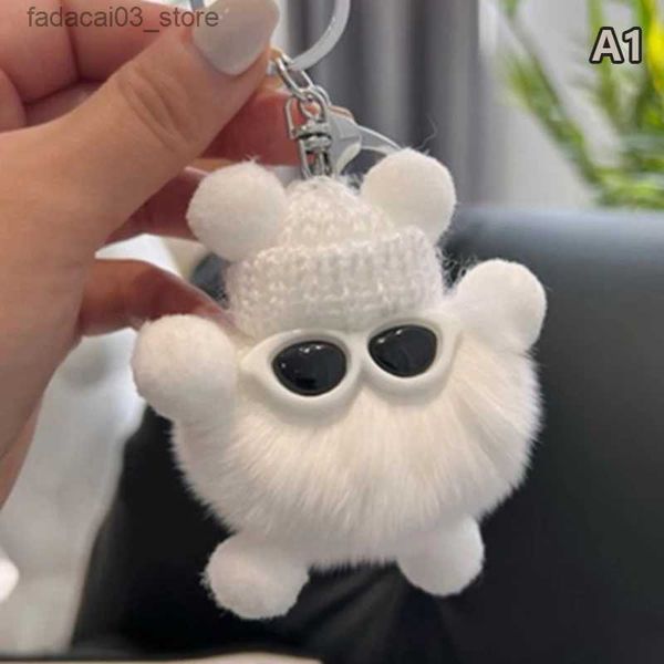 Chaveiros Cordões Mini Rex Coelho Chaveiro Fofo Chaveiros Bugigangas Pom Chaveiro Trinket Pompons Chaveiros Q240201