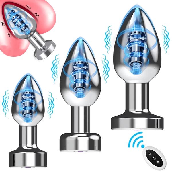 7-Gang-Metall-Analplug-Vibrator-Set Annals Femme Butt Plug Vibrationsdildo Drahtlose Fernbedienung Sexspielzeug für Männer Frauen 240129