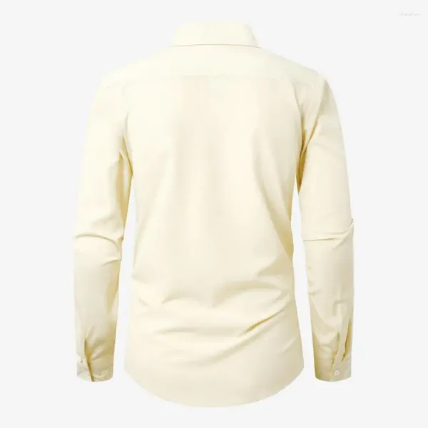 Camicie casual maschile camicia per la fissaggio dei pulsanti Colore Contrasto Sliet con manica a manica lunghe a pezzi per il petto formale per formale