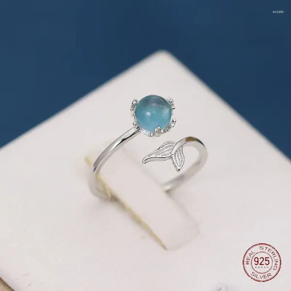 Anelli a grappolo in argento sterling 925 con schiuma a sirena per le donne, apertura a coda di pesce fresca, anello coreano, amici, festa, gioielli di moda all'ingrosso