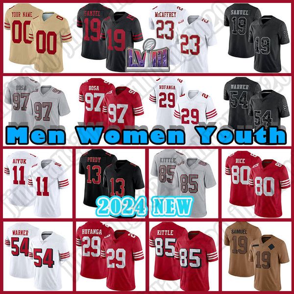 Christian McCaffrey Brock Purdy Fußballtrikot Deebo Samuel George Kittle San Franciscos 49eres Nick Bosa Jerry Rice Joe Montana Sam Darnold Kyle Juszczyk Warner 1