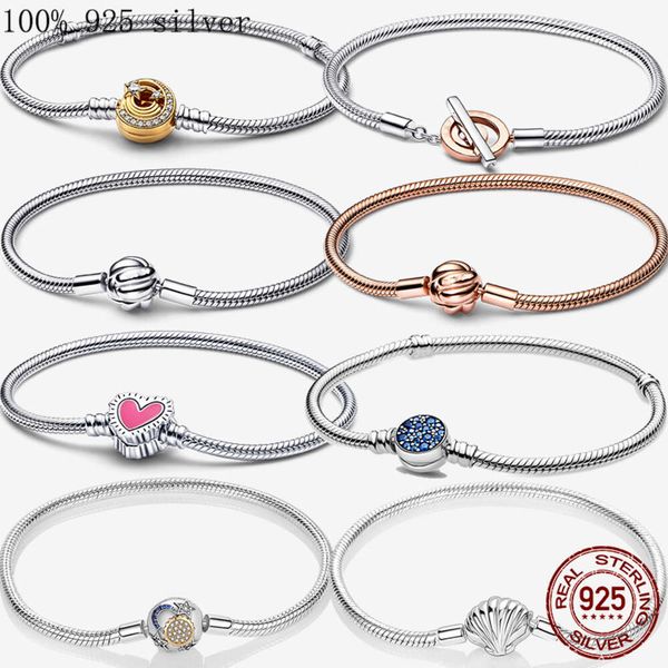 Charms Sterling Sier Minimalismo Malha Reflexão Pulseira Infinito Cobra Cadeia Pulseiras Para Mulheres Jóias Presente