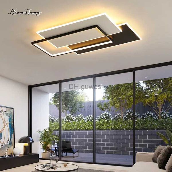 Pendelleuchten, ultradünne LED-Deckenleuchten, rechteckige Lampen, Fernbedienungsleuchte für Balkon, Wohnzimmer, weiße schwarze Leuchte YQ240201