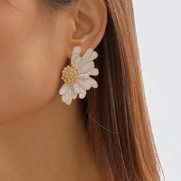 Ohrstecker Boho Bunte große Blume für Frauen koreanische Mode Irregula Designer 2024 trendiger Schmuck Geschenk Mädchen