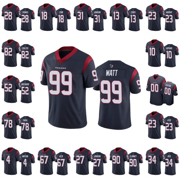 Houston''Texans''Men 27 Duke Johnson 4 Deshaun Watson 99 J.J.Watt 90 Jadeveon Clowney Custom Damen Jugend Navy Limited Trikot