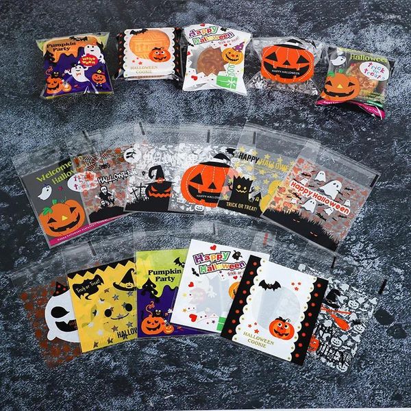 Confezione regalo 30 pezzi Sacchetti di Halloween Biscotti Caramelle Trasparenti Fantasma Festival Confezione regalo per bambini Borsa per feste felici