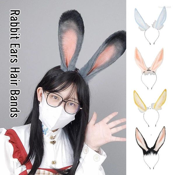 Articoli per feste Coda Coniglietto Peluche Orecchie Lop Fascia Donna Cerchio per capelli Cosplay Cartone animato Fasce per capelli in pelliccia sintetica pelosa Accessori Lolita