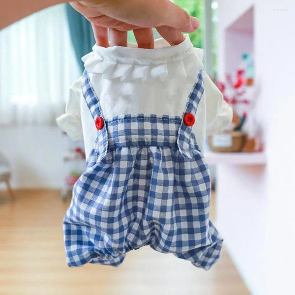 Abbigliamento per cani Tuta per animali domestici Chiusura con bottoni Body con stampa di lettere Cat Plaid