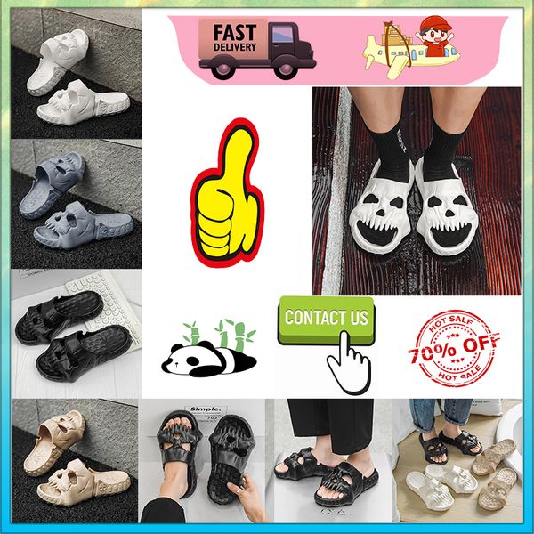 Designer Casual Platform Skeleton Head Funny One Word Drag Hausschuhe Sommer Sliders Männer Regenbogen Slides Sandalen Sandalen weiche dicke Kissen Slipper Cloud Slide