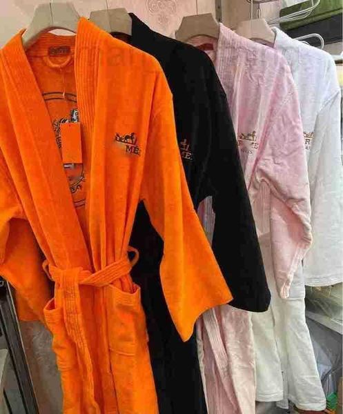 Herren-Bademäntel, Designer-Bademantel, Bademantel aus reiner Baumwolle, Orange, Liebespferd, Paar, Heimkleidung, Pyjama, reine Baumwolle, hochwertig, T1VL