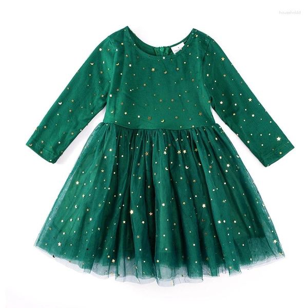 Abiti da ragazza Girlymax Inverno Natale Neonate Bambini Vestiti per bambini Abito Hunter Verde Paillettes Twirl Lunghezza al ginocchio Gonna tutu Manica lunga