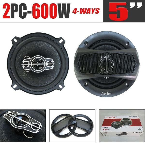 2 pezzi 5 pollici 600 W 4 vie Car HiFi coassiale Ser con copertura antipolvere e porta cavo audio Auto Music Stereo completo 240126